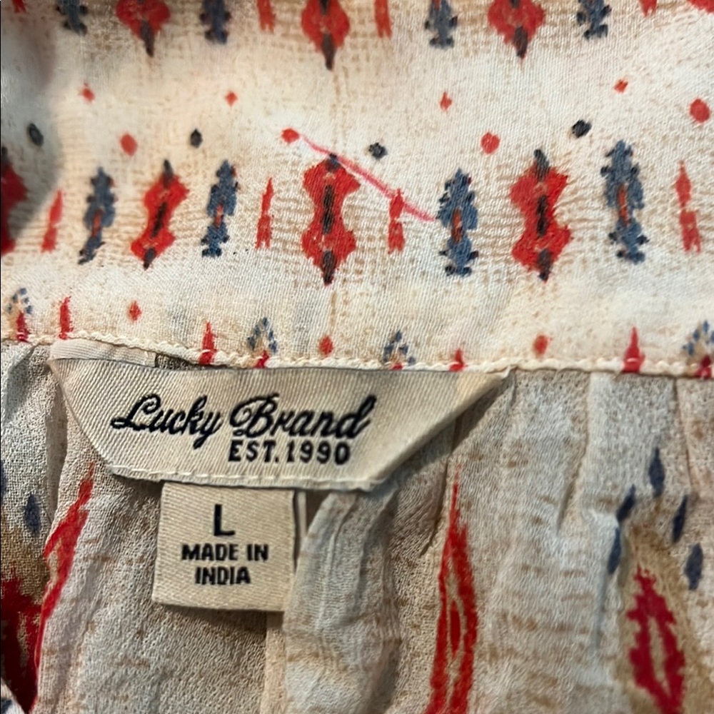 Lucky Brand Red and Blue Patterned Top